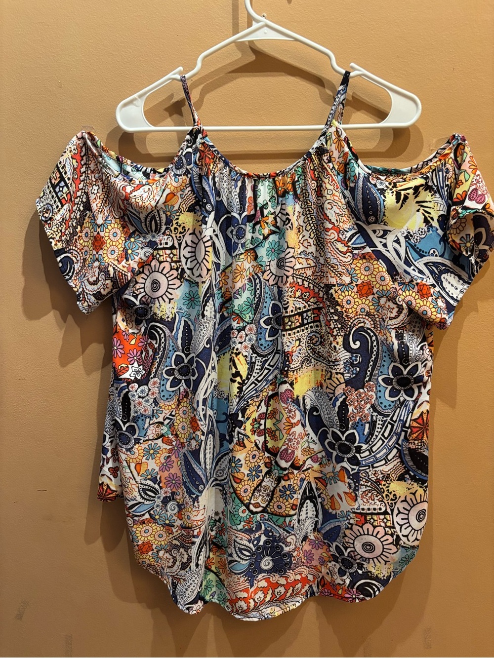 Spence Women's Cold-Shoulder Floral Paisley Print Hi low Top size XL - Picture 8 of 10